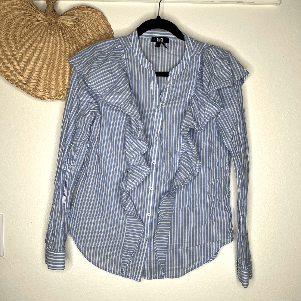 Paige long sleeve button up ruffle shirt